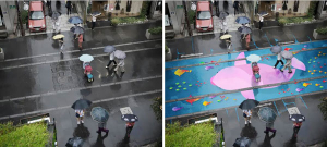 Οι δρόμοι που έχουν <br> ζωγραφιές και εμφανίζονται <br> μόνο όταν βρέχει! (εικόνες)