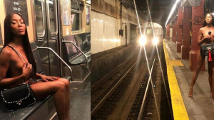 Η 50χρονη Ναόμι  Κάμπελ φωτογραφήθηκε  γυμνή στο Μετρό