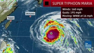 Ο τυφώνας &#039;&#039;Μαρία&#039;&#039; <br> σαρώνει την <br> Ταιβάν