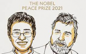 Ιστορική στιγμή <br> Σε δύο δημοσιογράφους <br> το Νόμπελ Ειρήνης