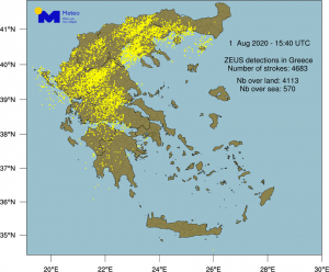 Ελλάδα 4700 κεραυνοί <br> με 42 βαθμούς <br> Κελσίου το Σάββατο