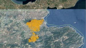 Δορυφορική εικόνα για <br> την οικολογική καταστροφή <br> στις Κεχριές Κορινθίας